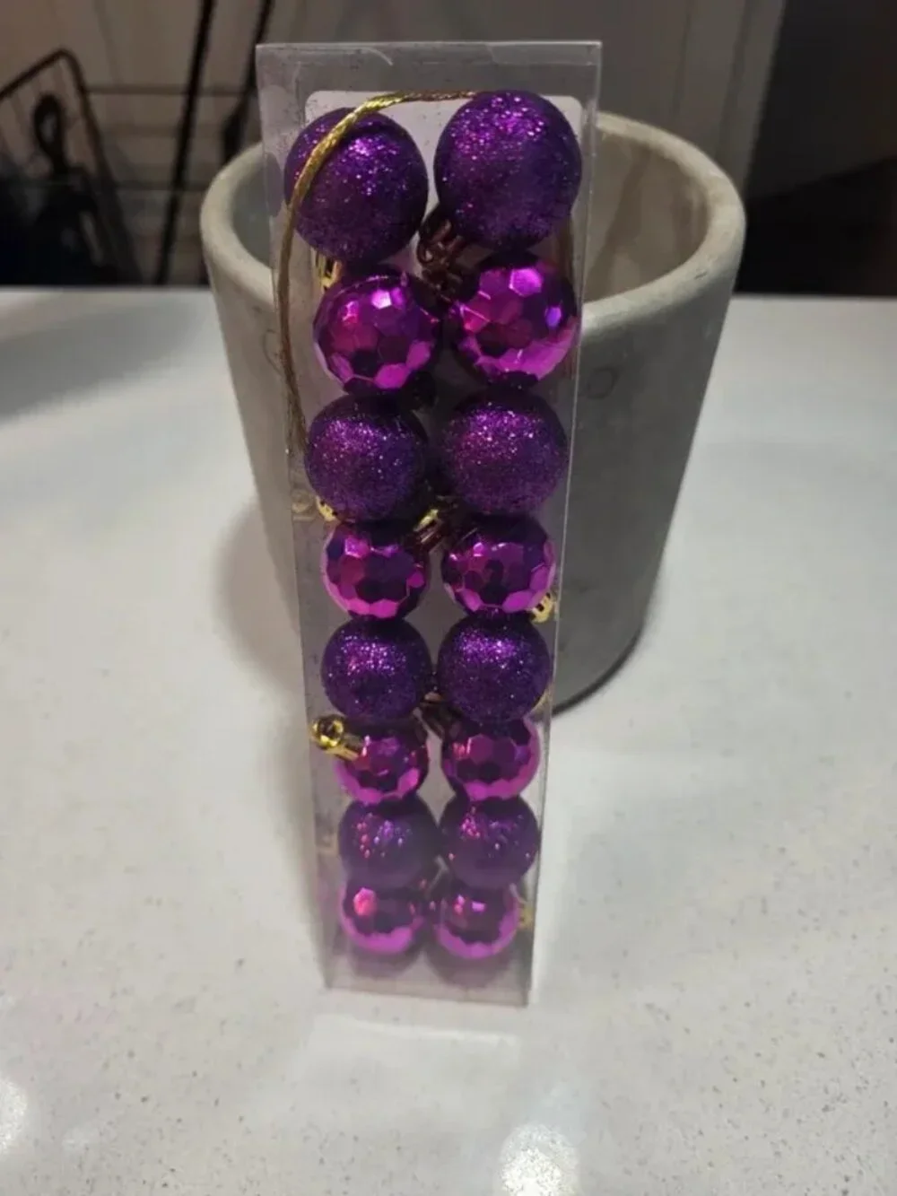 mini ornaments, Halloween tree decorations, purple glitter balls 1.18 inches, se